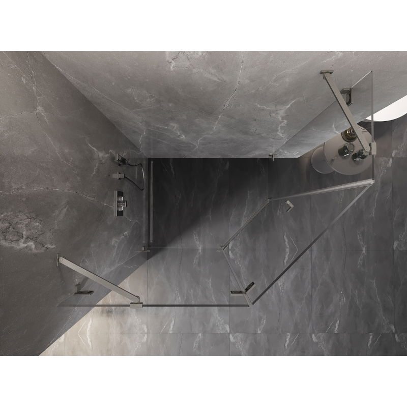 Mexen Lunar ötszögletű zuhanykabin balra nyíló 100 x 90 cm, átlátszó, kefélt nikkel - 831-100L-090P-97-00-L