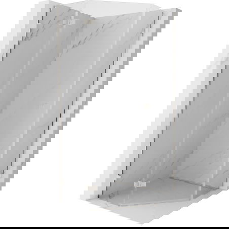 Mexen Lunar cabină de duș pentagonală cu ușă balansieră stânga 100 x 100 cm, transparentă, nichel periat - 831-100L-100P-97-00-L