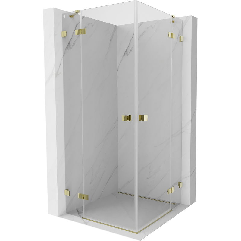 Cabină de duș Mexen Lunar Duo pivotantă 110 x 110 cm, transparentă, aurie - 834-110L-110P-50-00