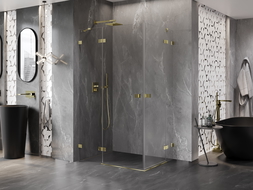 Mexen Lunar Duo cabină de duș cu ușă batantă 120 x 90 cm, transparentă, auriu - 834-120L-090P-50-00