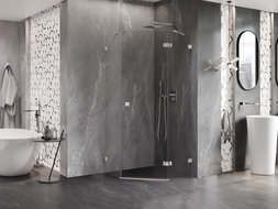 Mexen Lunar cabină de duș pentagonală cu deschidere dreapta 90 x 90 cm, transparentă, crom - 831-090P-090L-01-00-P