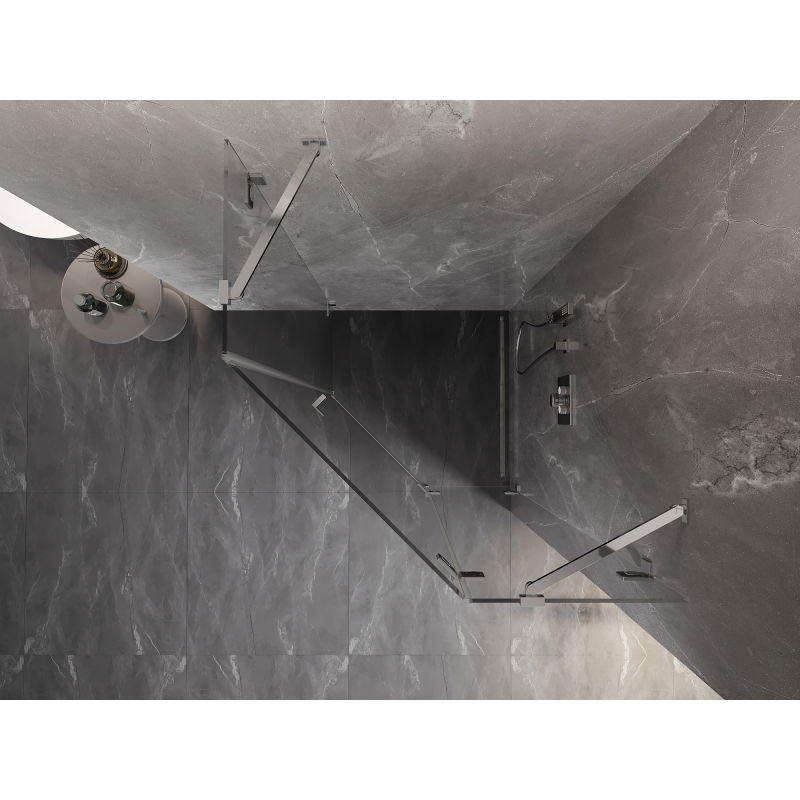 Mexen Lunar cabină de duș pentagonală pivotantă dreapta 100 x 100 cm, transparent, crom - 831-100P-100L-01-00-P