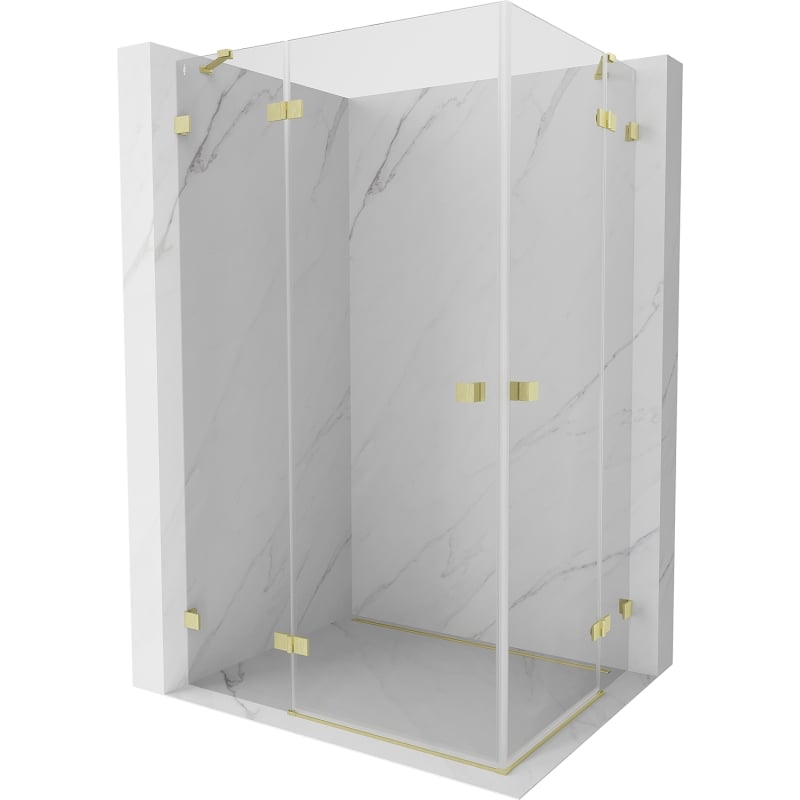 Mexen Lunar Duo cabină de duș cu deschidere 85 x 70 cm, transparentă, auriu periat - 834-085L-070P-55-00