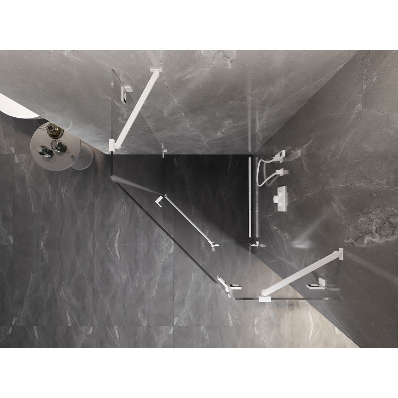 Mexen Lunar cabină de duș pentagonală cu deschidere dreapta 90 x 90 cm, transparentă, albă - 831-090P-090L-20-00-P