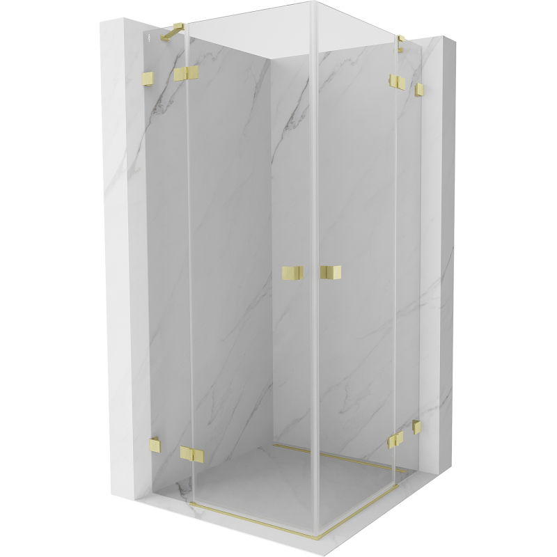 Mexen Lunar Duo cabină de duș cu deschidere de 90 x 90 cm, transparent, auriu periat - 834-090L-090P-55-00