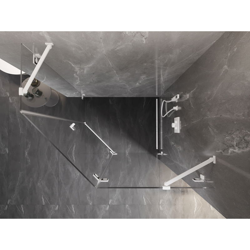 Mexen Lunar cabină de duș pentagonală cu deschidere pe dreapta 100 x 90 cm, transparentă, albă - 831-100P-090L-20-00-P