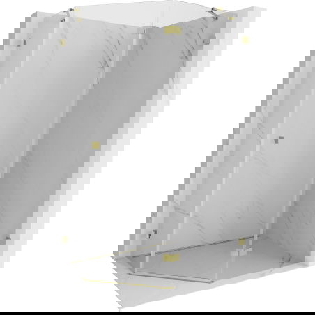 Mexen Lunar cabină de duș pentagonală batantă dreaptă 100 x 80 cm, transparentă, aurie - 831-100P-080L-50-00-P