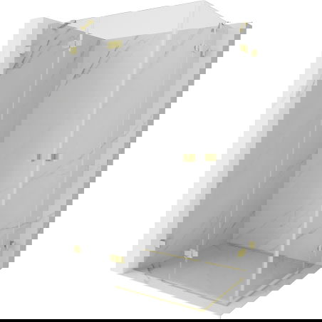 Mexen Lunar Duo cabină de duș cu ușă batantă stânga 120 x 100 cm, transparent, auriu periat - 834-120L-100P-55-00