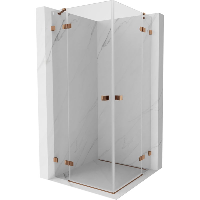 Mexen Lunar Duo cabină de duș cu deschidere 70 x 70 cm, transparent, aur roz - 834-070L-070P-60-00