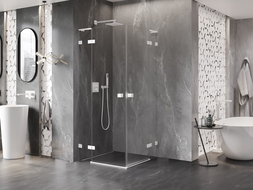 Mexen Lunar L Duo cabină de duș cu deschidere spre exterior 70 x 70 cm, transparentă, albă - 834L-070L-070P-20-00
