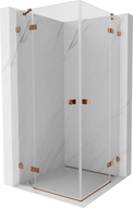 Mexen Lunar Duo cabină de duș batantă 85 x 85 cm, transparentă, aur roz - 834-085L-085P-60-00