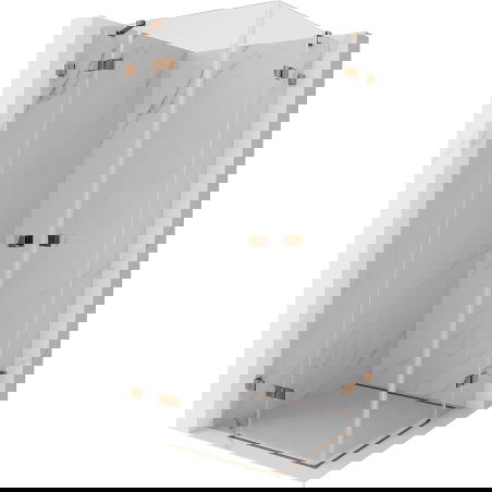 Mexen Lunar Duo cabină de duș cu ușă batantă 95 x 95 cm, transparentă, aur roz - 834-095L-095P-60-00