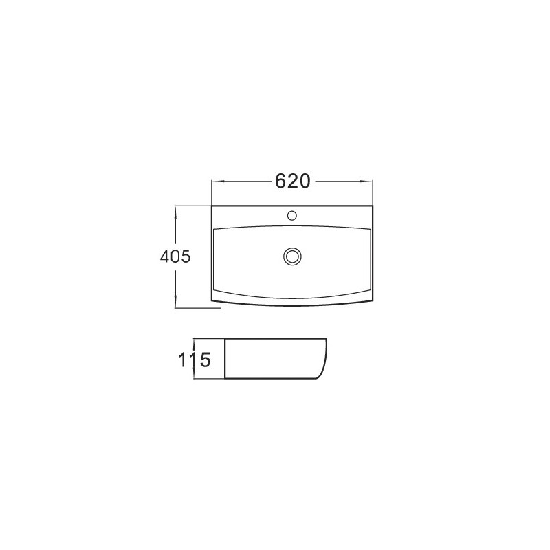 Mexen Sally munkalapra ültethető mosdó 62 x 40 cm, fehér - 21076200
