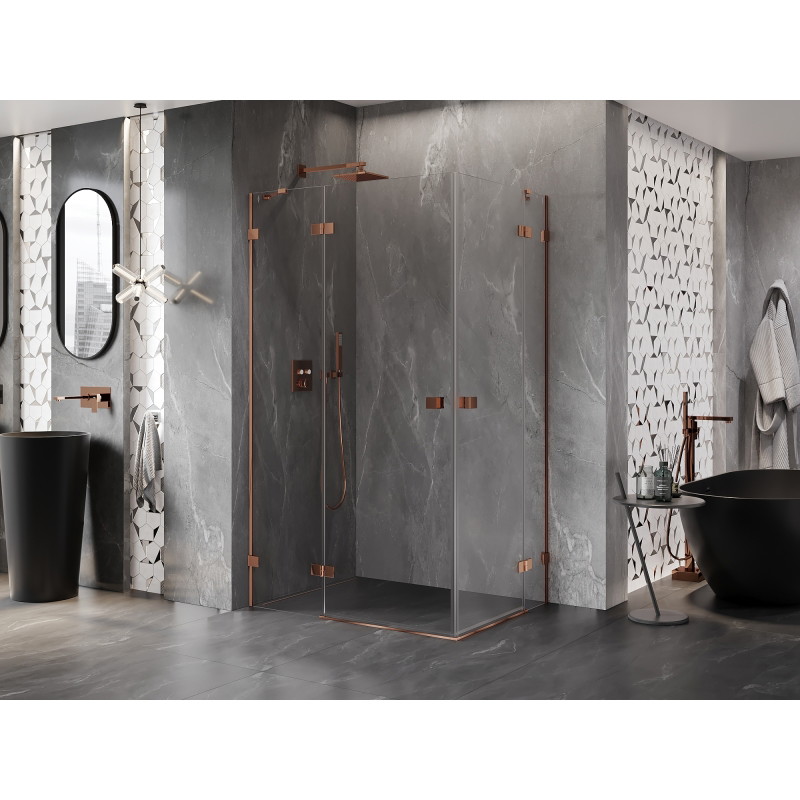Mexen Lunar Duo cabină de duș cu deschidere stânga 115 x 105 cm, transparent, aur roz - 834-115L-105P-60-00
