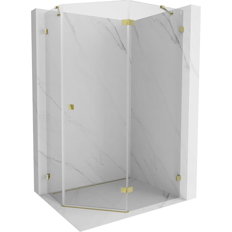 Cabină de duș pentagonală pivotantă dreapta Mexen Lunar 100 x 90 cm, transparent, aurie - 831-100P-090L-50-00-P