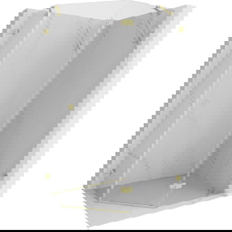 Mexen Lunar cabină de duș pentagonală cu deschidere pe dreapta 100 x 90 cm, transparentă, aurie periată - 831-100P-090L-55-00-P