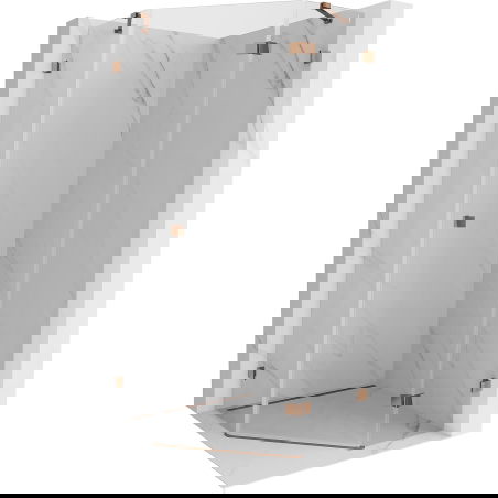 Mexen Lunar ötszögletű zuhanykabin jobbos nyíló ajtóval 100 x 100 cm, átlátszó, rózsaarany - 831-100P-100L-60-00-P