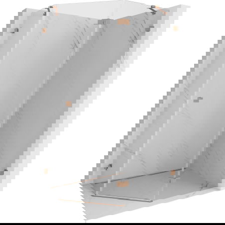 Mexen Lunar cabină de duș pentagonală cu deschidere spre dreapta 100 x 90 cm, transparent, cupru periat - 831-100P-090L-65-00-P