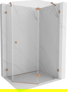 Mexen Lunar cabină de duș pentagonală cu ușă batantă dreapta 100 x 90 cm, transparentă, cupru periat - 831-100P-090L-65-00-P