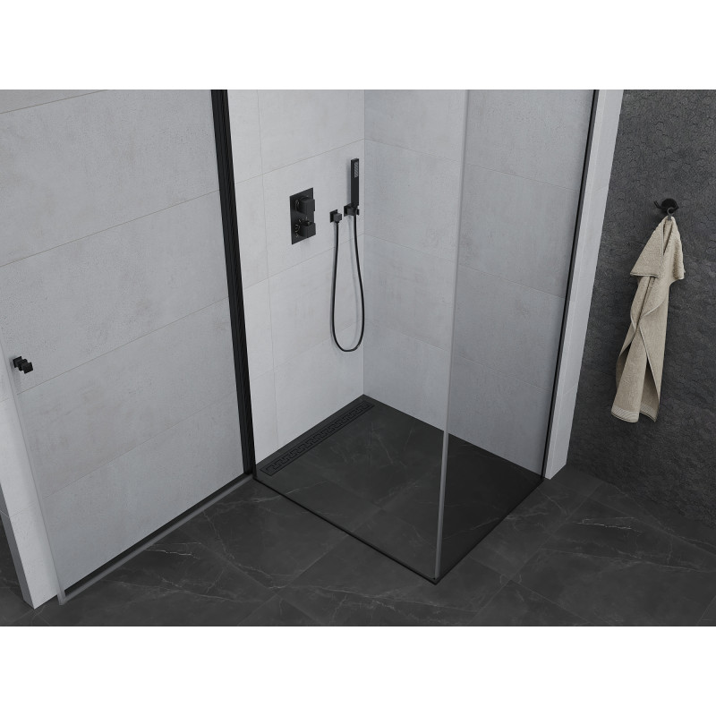Mexen Pretoria cabina de duș batantă 90 x 110 cm, transparentă, neagră - 852-090-110-70-00