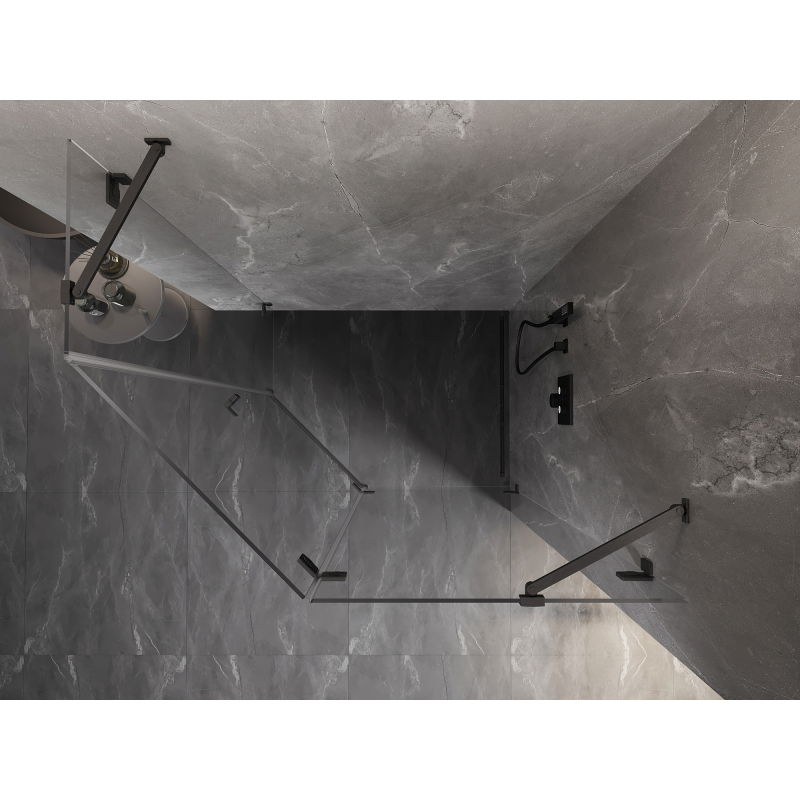 Mexen Lunar cabină de duș pentagonală rabatabilă dreapta 100 x 80 cm, transparentă, gri armat periat - 831-100P-080L-66-00-P