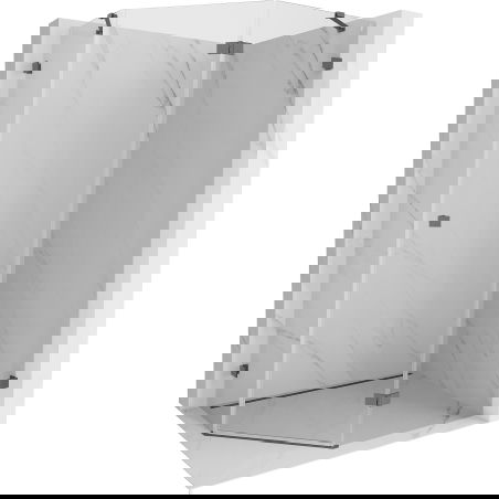 Mexen Lunar cabină de duș pentagonală batantă dreaptă 100 x 90 cm, transparent, gri armat periat - 831-100P-090L-66-00-P