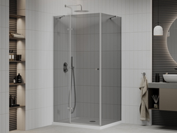 Mexen Roma cabină de duș cu balamale 70 x 100 cm, Grafit, Crom + cadă de duș Flat, Albă - 854-070-100-01-40-4010