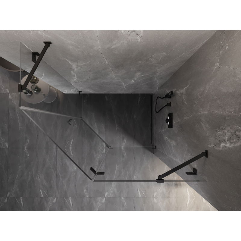 Mexen Lunar cabina de duș pentagonală rabatabilă dreaptă 100 x 90 cm, transparentă, neagră - 831-100P-090L-70-00-P