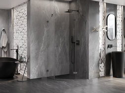 Mexen Lunar cabină de duș pentagonală pliabilă dreapta 80 x 80 cm, transparent, gun metal - 831-080P-080L-95-00-P