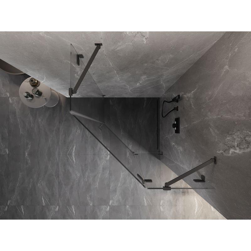 Mexen Lunar cabină de duș pentagonală, dreapta, 100 x 100 cm, transparentă, gun metal - 831-100P-100L-95-00-P