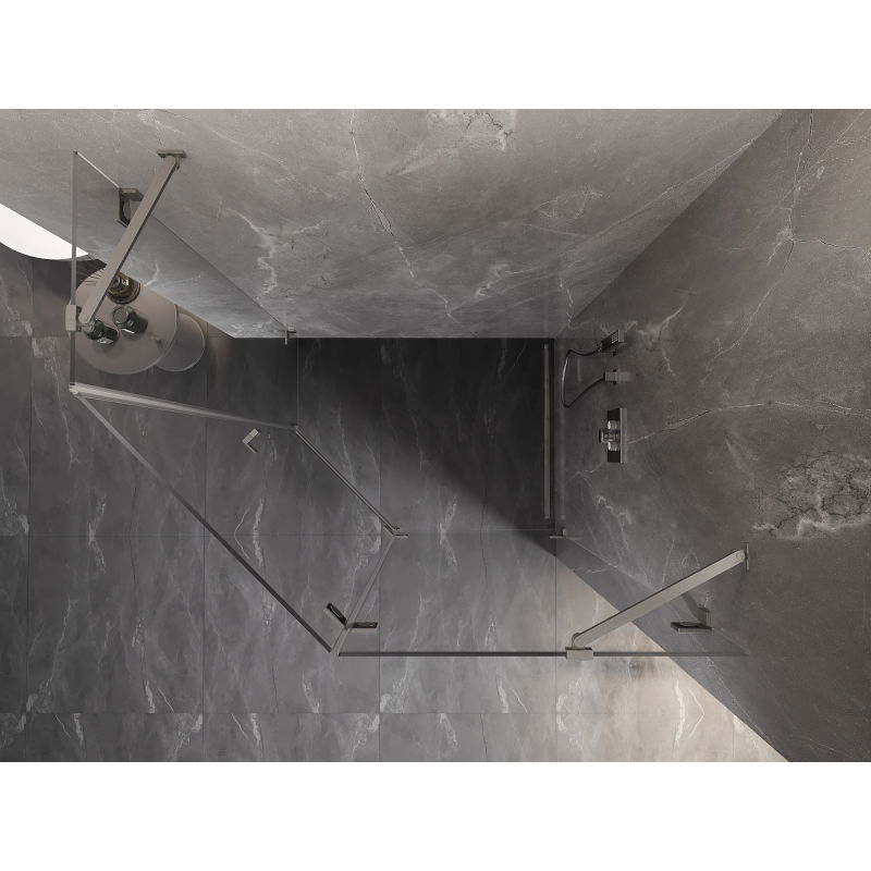 Mexen Lunar cabină de duș pentagonală cu deschidere pe dreapta 100 x 90 cm, transparent, nichel periat - 831-100P-090L-97-00-P