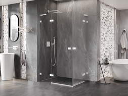 Mexen Lunar L Duo cabină de duș tip batant 100 x 90 cm, transparent, albă - 834L-100L-090P-20-00