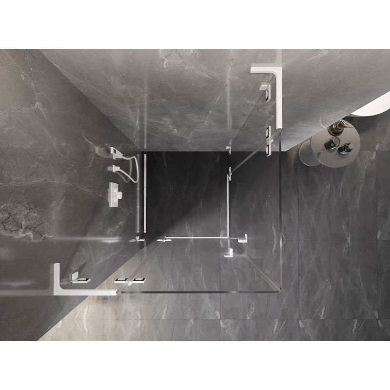 Mexen Lunar L Duo cabină de duș batantă 105 x 105 cm, transparentă, albă - 834L-105L-105P-20-00