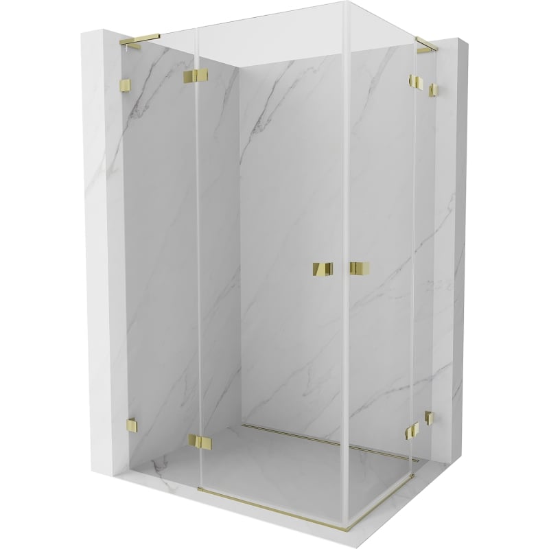 Mexen Lunar L Duo cabină de duș rabatabilă 80 x 70 cm, transparentă, aurie - 834L-080L-070P-50-00