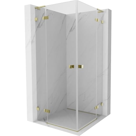 Mexen Lunar L Duo cabină de duș cu ușă batantă 80 x 80 cm, transparentă, auriu - 834L-080L-080P-50-00
