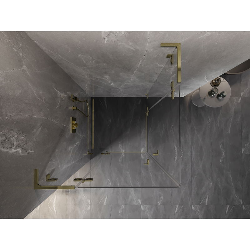 Mexen Lunar L Duo cabină de duș cu ușă batantă 80 x 80 cm, transparentă, auriu - 834L-080L-080P-50-00