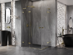 Mexen Lunar L Duo cabină de duș pivotantă 100 x 90 cm, transparentă, aurie - 834L-100L-090P-50-00