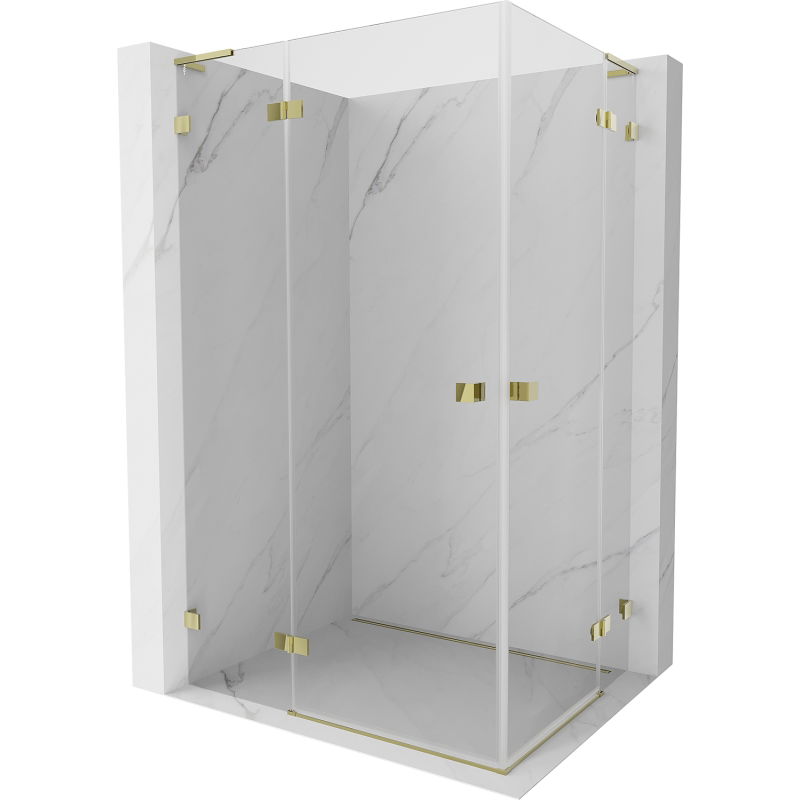 Cabină de duș Mexen Lunar L Duo pivotantă 110 x 100 cm, transparent, aurie - 834L-110L-100P-50-00