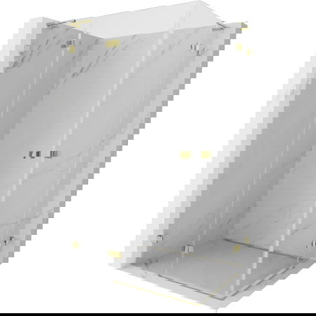Cabină de duș Mexen Lunar L Duo pivotantă 110 x 100 cm, transparent, aurie - 834L-110L-100P-50-00