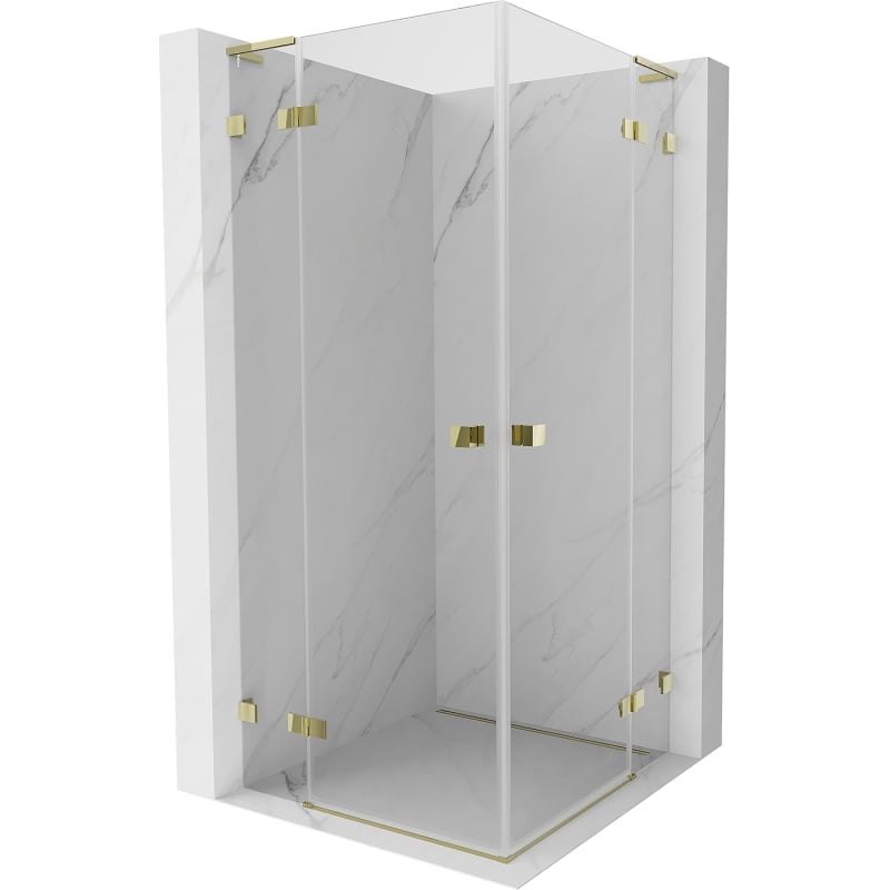 Mexen Lunar L Duo cabină de duș cu deschidere 110 x 110 cm, transparent, auriu - 834L-110L-110P-50-00