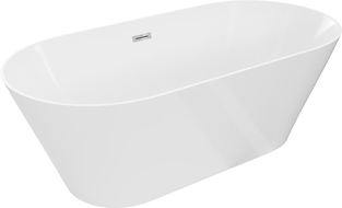 Mexen Luna Slim cadă freestanding 170 x 75 cm, albă, preaplin crom - 52041707500-01
