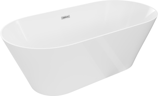 Mexen Luna Slim szabadon álló kád 170 x 75 cm, fehér, krómozott túlfolyó - 52041707500-01