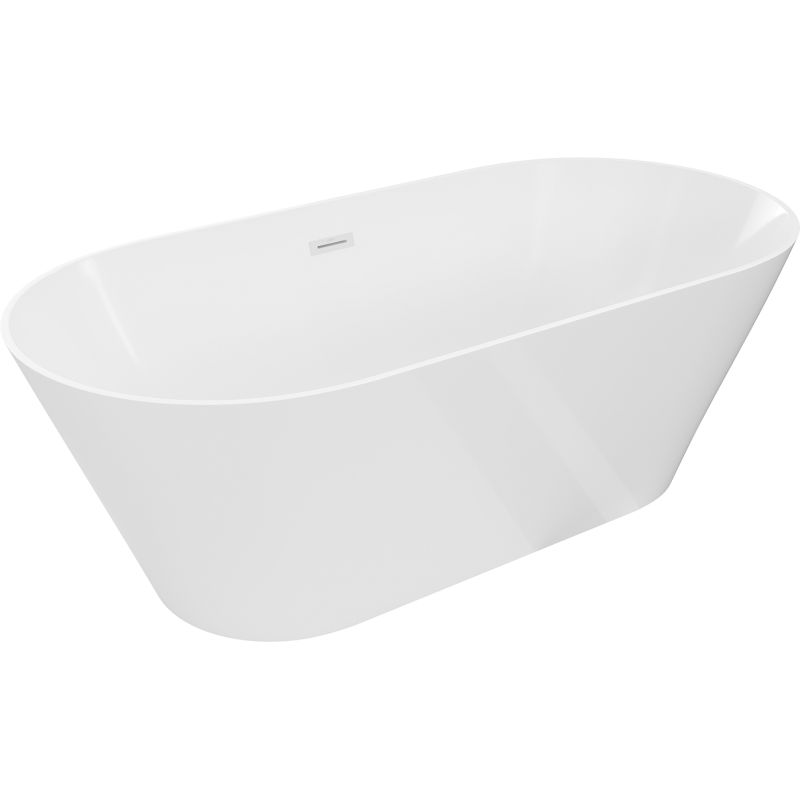 Mexen Luna Slim cadă freestanding 170 x 75 cm, albă, preaplin alb - 52041707500-20