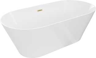 Mexen Luna Slim cadă de baie freestanding 170 x 75 cm, albă, preaplin auriu periat - 52041707500-55