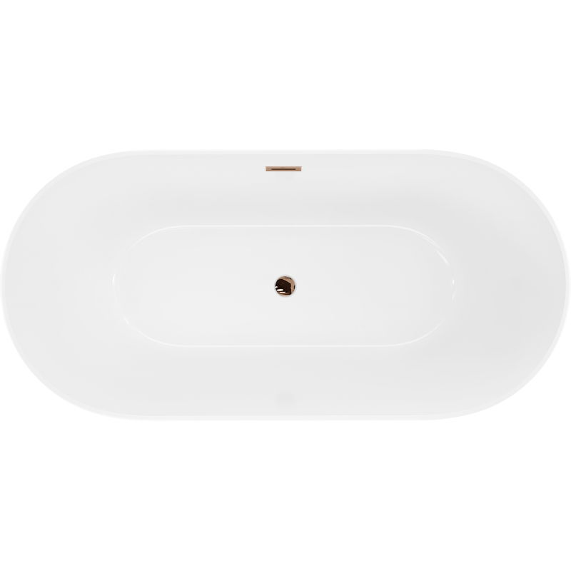 Mexen Luna Slim szabadon álló kád 170 x 75 cm, fehér, rózsaarany túlfolyó - 52041707500-60