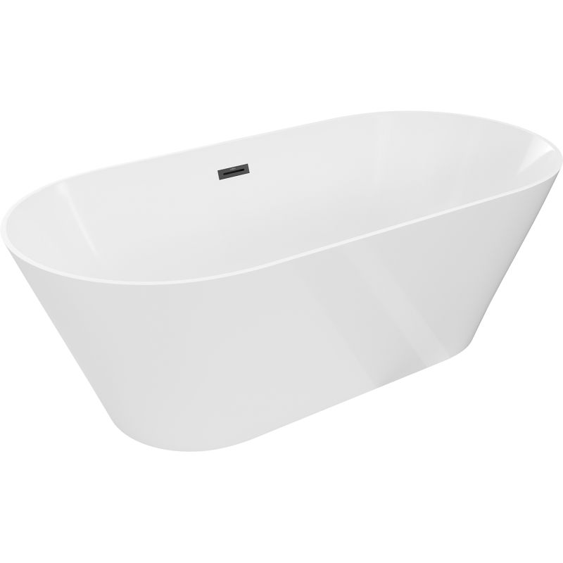 Mexen Luna Slim cadă freestanding 170 x 75 cm, albă, preaplin negru - 52041707500-70