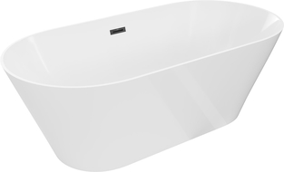 Mexen Luna Slim szabadon álló kád 170 x 75 cm, fehér, fekete túlfolyó - 52041707500-70