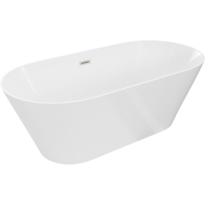 Mexen Luna Slim cadă de sine stătătoare 170 x 75 cm, albă, preaplin nichel periat - 52041707500-97