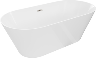 Mexen Luna Slim szabadon álló kád 170 x 75 cm, fehér, túlfolyó kefélt nikkel - 52041707500-97