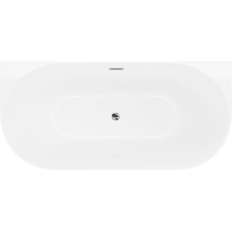 Mexen Oval Slim cadă freestanding montată pe perete 170 x 80 cm, albă, preaplin crom - 52661708000-01